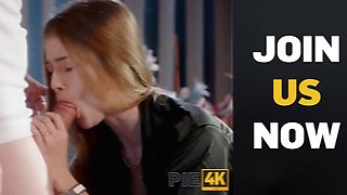 HUNT4K. Little pussy is leaking in the heat... Kiosk sex ft. Denis Marti: Porn