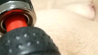 Vibrator orgasm alone in bed