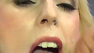 Blonde Slut’s First Ggg Bukkake - Face Covered in Cum After Riding