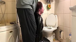 Cought Handcuffed And Punished On A Toilet Bowl