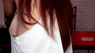 VERY HOT REDHEAD LEYLA IN A BEAUTIFUL LINGERIE MASTURBATES