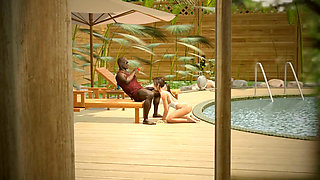 I'm a Cuckold, My Wife Sucks a Big Black Cock by the Pool on the Beach