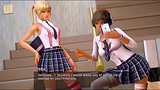 Hot brunette with big ass and big boobs in a visual novel
