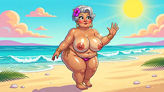 Sexy Big Boobs on Beach