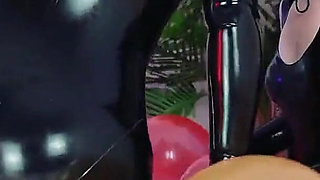 Looney Fetish, Air Balloons Lesbian Fun in Latex Rubber Costumes