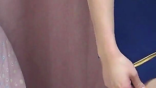 View From Under the Desk, Japanese Flight Attendant with No Bra Natural Boobs, Mini Skirt and Micro Thong Panties