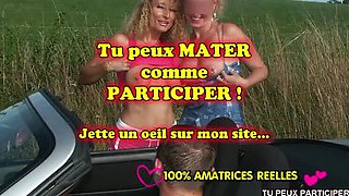 French Amateur Hitchhikers Thank Driver with Hardcore Anal Threesome in Car - Real Homemade MILF & Teen Public Sex
