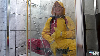 Double-layered Pvc Rainwear & Wetsuit: Soaked, Soapy Shower Play