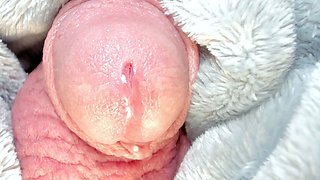EXTREME CLOSE UP of me MILKING PRECUM and BLOWING A HUGE