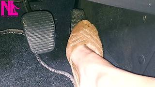 Revving and Driving in Light Brown Peeptoe Sandals