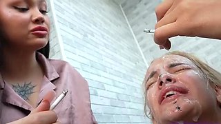Two Smoking Bitches With Ashtray Slave Girl