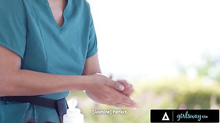 Amazing Vanna Bardot and Jasmine Sherni at petite brunette action