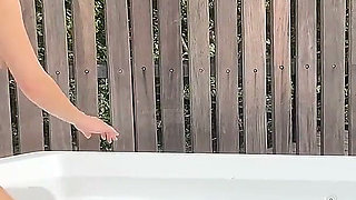 Big Natural Blonde Walks Naked Then Takes a Bath