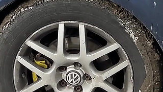 Car Stuck in Mud: Desperate Masturbation, Sloppy Blowjob & Public Facial Cumshot