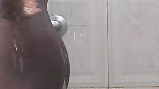 Beautiful Ebony with Small Titis Taking Shower