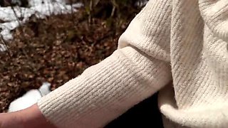 SlipCouple Outdoor Sex - Blonde Big Ass Fucked Doggy in Forest, Deep Throat Blowjob & Handjob