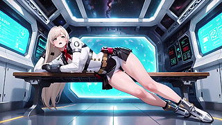 Taboo Contrast in Her White Tech-uniform, Stretched Tight While Squatting and Crawling.