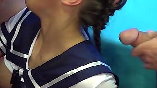 Barbara Bieber sexy chick in college uniform gets facial