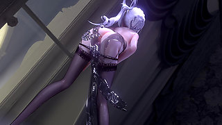 [mmd] Brilliant Marionette See-through Black Silk Cheongsam Nun Anal Serra Bead Cut-out Thong