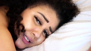 Tan stud gives a POV blowjob to his big cock