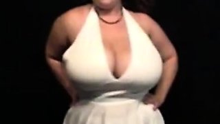 Big-Titted BBW Strips Out of Her White Dress