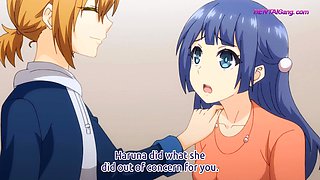 Blue haired anime beauty finally surrenders and gets filled