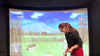 Trying to Golf in a Simulator with My Lush in! Trying Not to Cum While I Swing!