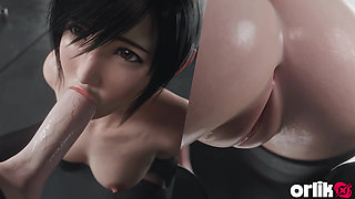 Yuffie Final Fantasy 7 Completely Nude Blowjob Service - Wet & Messy 4K 3D Animation