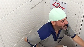 Married Nurse Cheats on Husband with Janitor in Hospital Bathroom!