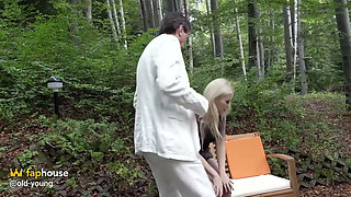 Sex Therapist Fucks Tattooed Blonde Hard on Forest Bench
