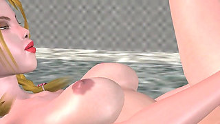 Cute Blond Girl Fingers Pussy & Masturbates with Cucumber 3D Cartoon Hentai