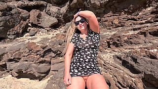 POV No Panties Under Short Dress on the Public Beach