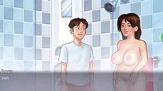 Debbie Stepmom Big Tits Bathroom Hard Fuck & Creampie
