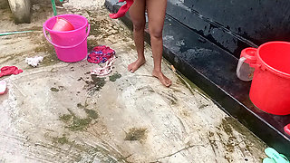 Amateur Desi Hot Step Mom Big Ass Big Nipple Outdoor Shower Exclusive Scene Captured By Her Step Son