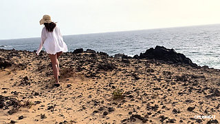 My Big Thai Tits Tremble in the Salty Wind, Hard Nipples Exposed at the Naked Beach