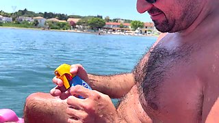 Earl Smile Flashes Big Cock on Wild Sea Pedal Boat