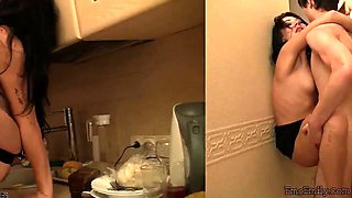Emo Emily Sucks Cock and Gets Pounded in Kitchen