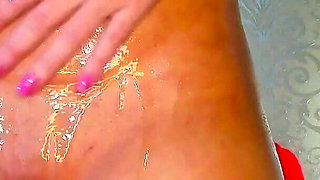 Naked Oiled Solo Buttplug Ass Dildo Fuck Oiled Feet to Explosive Cum