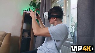Vip4k. the virtual game concludes with a real cumshot from his dad