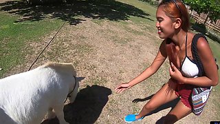 Asian beauty in a thong gets naughty with her man's fingers