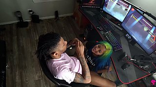 Interracial blowjob fuck jerk and facial at gloryhole