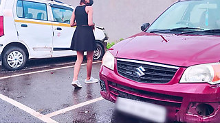 Stranger Car Tyre Squirt, Road Side Pussy Finger and Squirt and Ass Spank