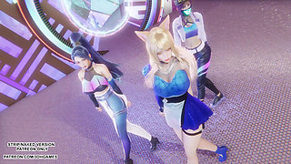 MMD KPop Demon Hunters - HUNTRX - Golden Ahri Akali Kaisa Sexy Kpop Dance League of Legends Hentai Uncensored 4K 60FPS