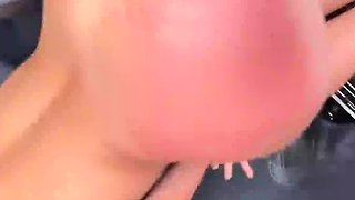 Hottest bang-out in car with big lollipop destroying