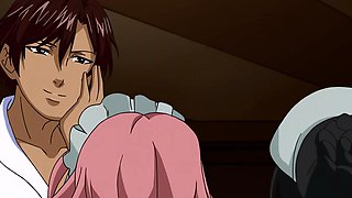 Kinky dude loves to fuck some busty maids in his office hentai